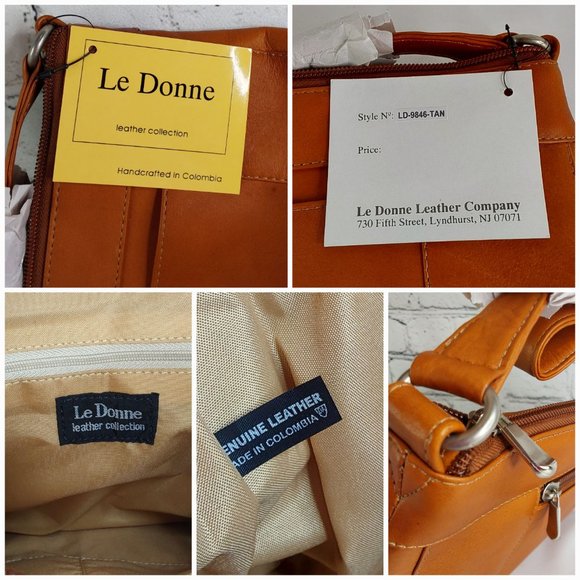 'LE DONNA' AVA' COGNAC LEATHER ADJUSTABLE CROSSBODY BAG - Picture 12 of 16
